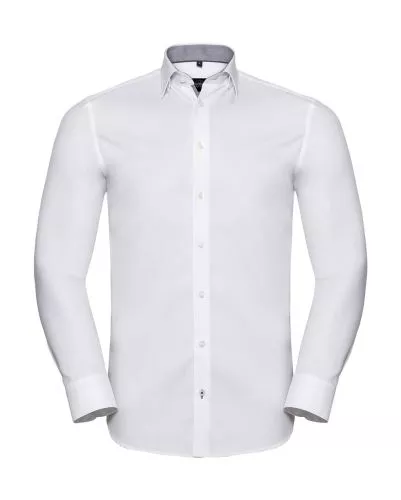 Tailored Contrast Herringbone Shirt LS