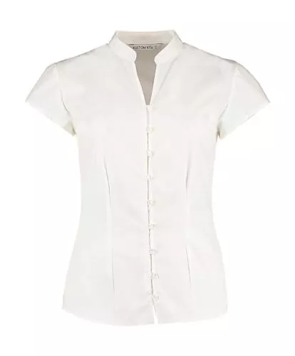 Women`s Tailored Fit Mandarin Collar Blouse SSL