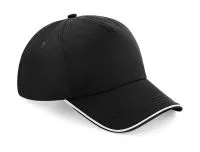 Authentic 5 Panel Cap - Piped Peak Black/White