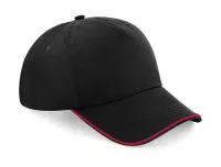 Authentic 5 Panel Cap - Piped Peak Black/Classic Red