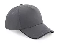 Authentic 5 Panel Cap - Piped Peak Graphite Grey/Black