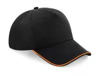 Authentic 5 Panel Cap - Piped Peak Black/Orange