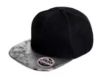 Bronx Glitter Flat Peak Snapback Cap  Black/Silver