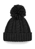 Cable Knit Melange Beanie Black