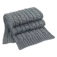 Cable Knit Melange Scarf Light Grey