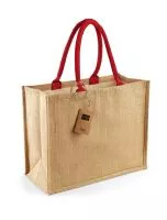 Classic Jute Shopper Natural/Bright Red