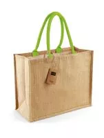 Classic Jute Shopper Natural/Lime Green