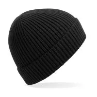 Engineered Knit Ribbed Beanie Black