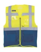 Fluo Open Mesh Executive Waistcoat Fluo Yellow/Royal Blue