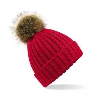 Fur Pop Pom Chunky Beanie Classic Red