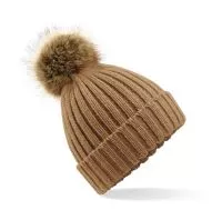 Fur Pop Pom Chunky Beanie Biscuit