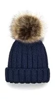 Infant/Junior Fur Pom Pom Chunky Beanie Navy