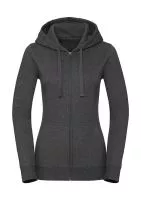 Ladies` Authentic Melange Zipped Hood Sweat Carbon Melange