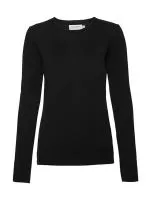 Ladies` Crew Neck Knitted Pullover Black