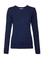 Ladies` Crew Neck Knitted Pullover Denim Marl