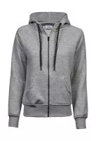 Ladies Fashion Full Zip Hood Heather Grey