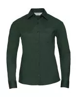 Ladies` LS Poplin Shirt Bottle Green