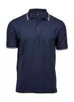 Luxury Stripe Stretch Polo Navy/White