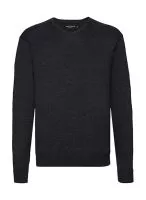 Men`s V-Neck Knitted Pullover Charcoal Marl