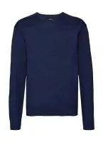 Men`s V-Neck Knitted Pullover Denim Marl