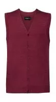 Men`s V-Neck Sleeveless Knitted Cardigan Cranberry Marl