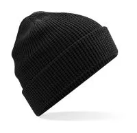 Organic Cotton Waffle Beanie Black