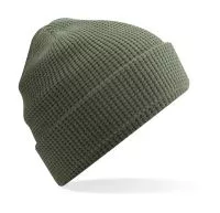 Organic Cotton Waffle Beanie Olive Green