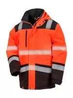 Printable Waterproof Softshell Safety Coat Fluorescent Orange/Black