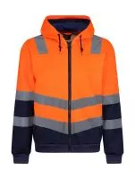 Pro Hi Vis Full Zip Hoodie Orange/Navy