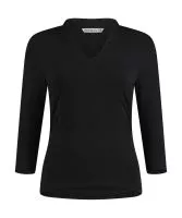 Regular Fit Mandarin Collar Top 3/4 Sleeve Black