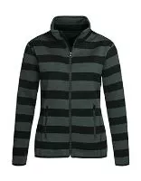 Striped Fleece Jacket Women Grey Steel