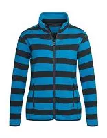 Striped Fleece Jacket Women Brilliant Blue