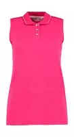 Women`s Classic Fit Sleeveless Polo Raspberry/White