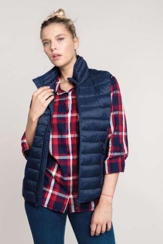 LADIES' LIGHTWEIGHT SLEEVELESS FAKE DOWN JACKET