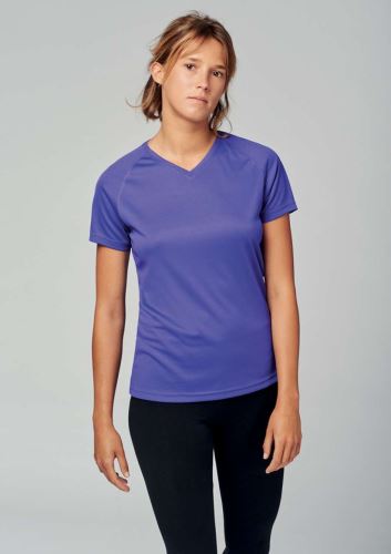 LADIES’ V-NECK SHORT SLEEVE SPORTS T-SHIRT