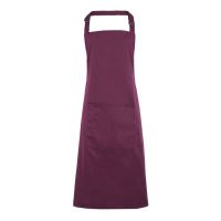 ‘COLOURS’ BIB APRON WITH POCKET Aubergine