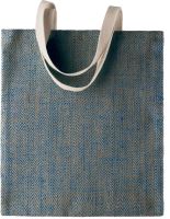 100% NATURAL YARN DYED JUTE BAG Natural/Ink BLue