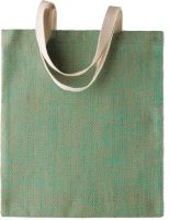 100% NATURAL YARN DYED JUTE BAG Natural/Water Green