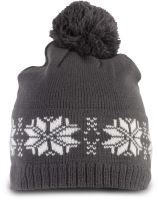 FAIR ISLE KNIT BEANIE Steel Grey