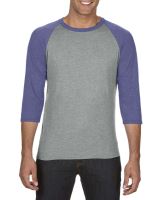 FELNŐTT TRI-BLEND 3/4 UJJÚ RAGLÁN PÓLÓ Heather Grey/Heather Blue