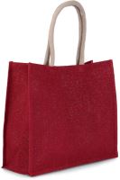 JUTE BEACH BAG Cherry Red/Gold