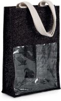 JUTE BOTTLE BAG Black/Silver