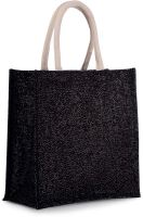 JUTE CANVAS TOTE - LARGE Black/Silver