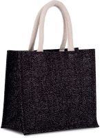 JUTE CANVAS TOTE - MEDIUM Black/Silver