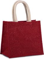 JUTE CANVAS TOTE - MEDIUM Cherry Red/Gold