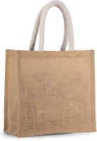 JUTE CANVAS TOTE - MEDIUM Natural/Gold