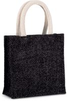 JUTE CANVAS TOTE - SMALL Black/Silver