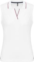 LADIES' SLEEVELESS POLO SHIRT White/Navy/Red