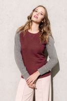 LADIES' TWO-TONE ORGANIC CREW NECK RAGLAN SLEEVE SWEATSHIRT