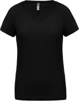 LADIES’ V-NECK SHORT SLEEVE SPORTS T-SHIRT Black